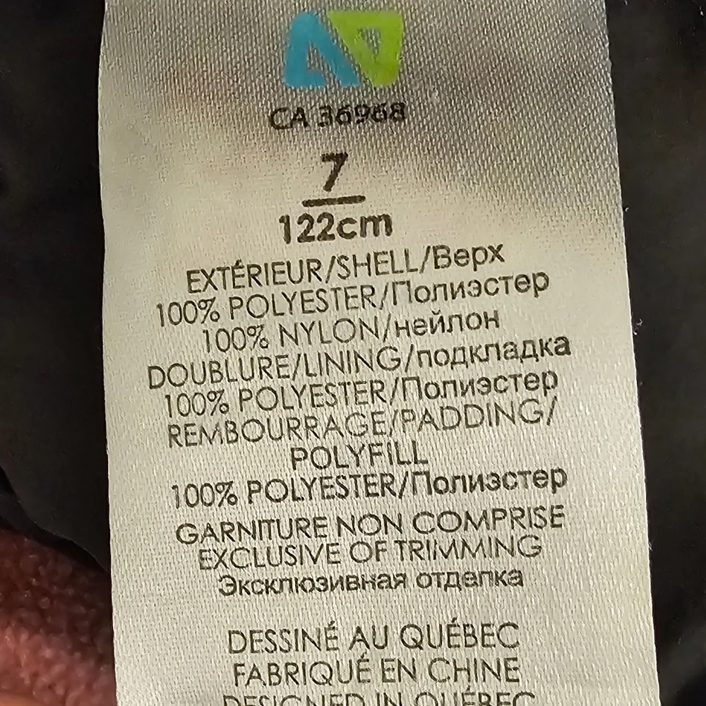 NoRuk Girls Canada Winter Coat Size 7
